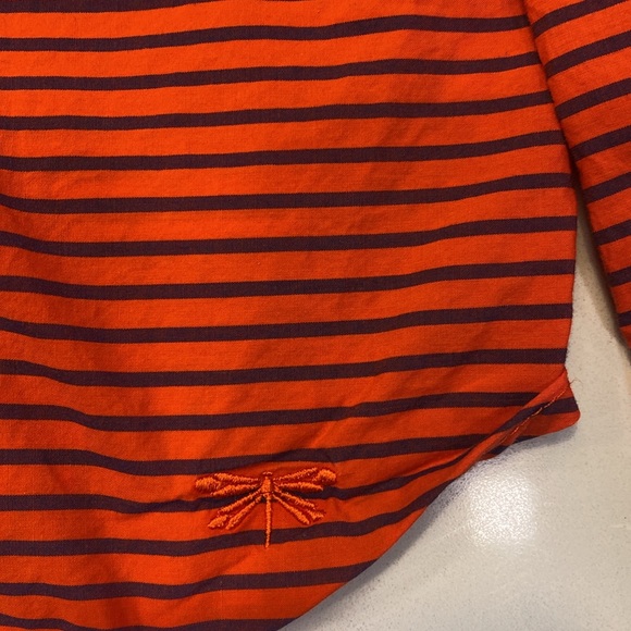 Talbots Long Sleeve Button Down Shirt Red/Navy Stripe Size 10 - Picture 4 of 5